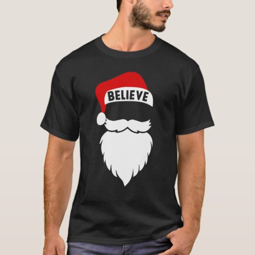 Believe Christmas Pajama Xmas Santa Happy Holiday  T_Shirt