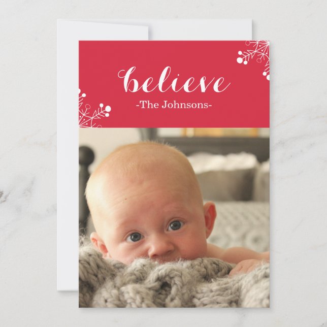 Believe Christmas Photo Card (Front)