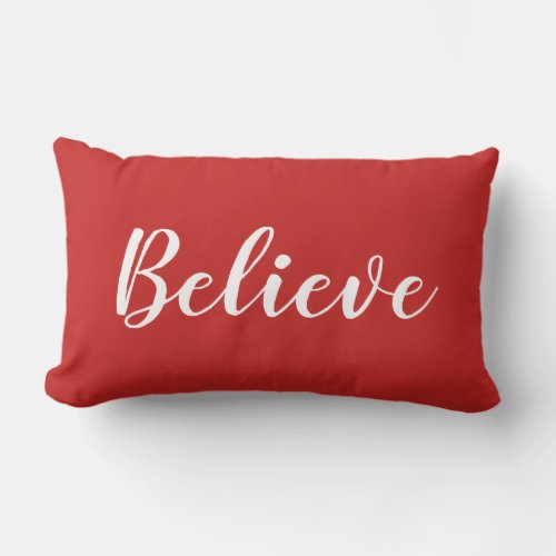 Believe Christmas Red Throw Pillow