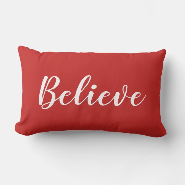 Believe Christmas Red Throw Pillow (Front)