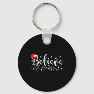 Believe Christmas Santa Claus Pajamas Family Reuni Keychain