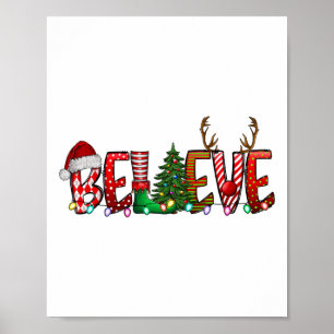 Believe Christmas Santa Claus Pajamas Family Reuni Poster