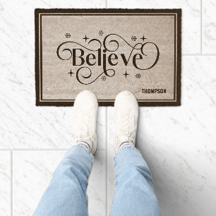 Believe Christmas Thenme Fiber Doormat