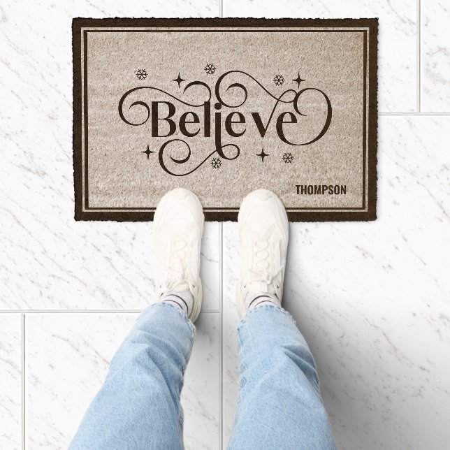 Believe Christmas Thenme Fiber Doormat (Insitu)