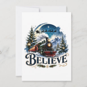 Believe Christmas Train Note Card