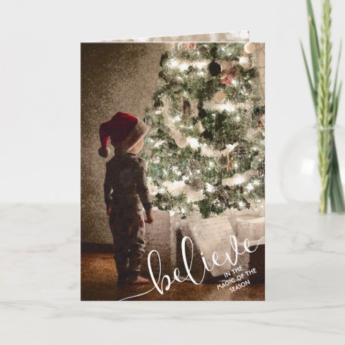 Believe Christmas Tree Folded Holiday Card