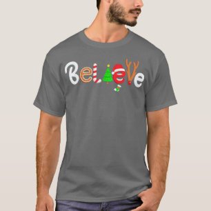 Believe Christmas Tree Team Santa Boys Girls Toddl T-Shirt