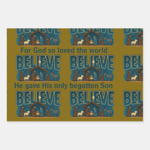 Believe Christmas Wrapping Paper Sheets