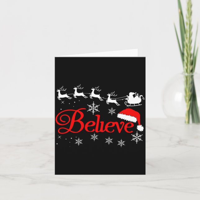 Believe Christmas Xmas Santa Family Pajamas Holida Card (Front)