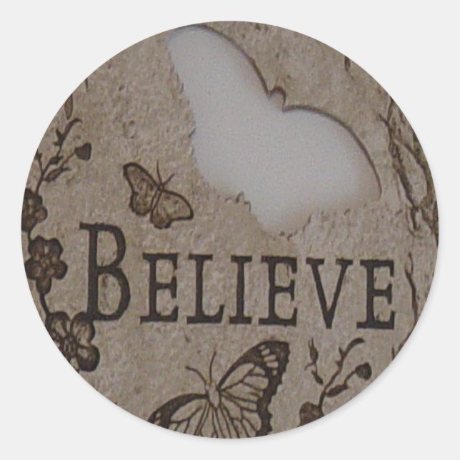 BELIEVE CLASSIC ROUND STICKER (Front)