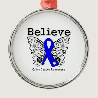 Believe - Colon Cancer Butterfly Metal Ornament
