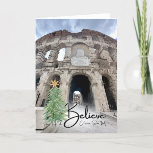 Believe Colosseum Rome Christmas Holiday Fold Card