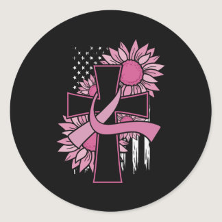 Believe Cross Christian Breast Cancer Awareness Classic Round Sticker