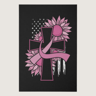 Believe Cross Christian Breast Cancer Awareness Faux Canvas Print