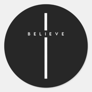 Believe Cross God Jesus Easter Christian Religious Classic Round Sticker