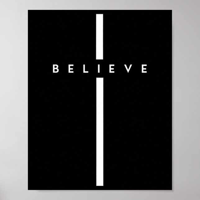 Believe Cross God Jesus Easter Christian Religious Poster (Front)