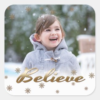 Believe. Custom Christmas Photo Stickers