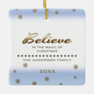 Believe. Custom Photo Christmas Ornaments
