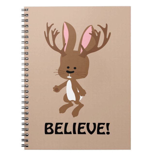 Believe! Cute Jackalope Notebook (Front)