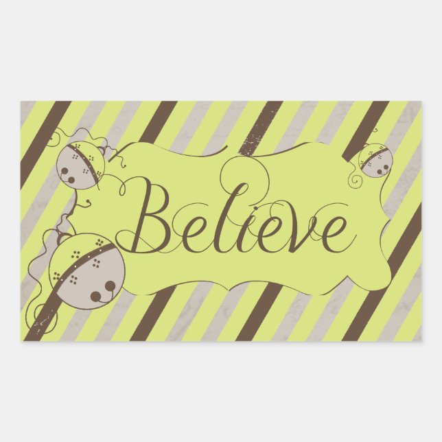 Believe Diagonal Stripes Rectangle Sticker (Front)