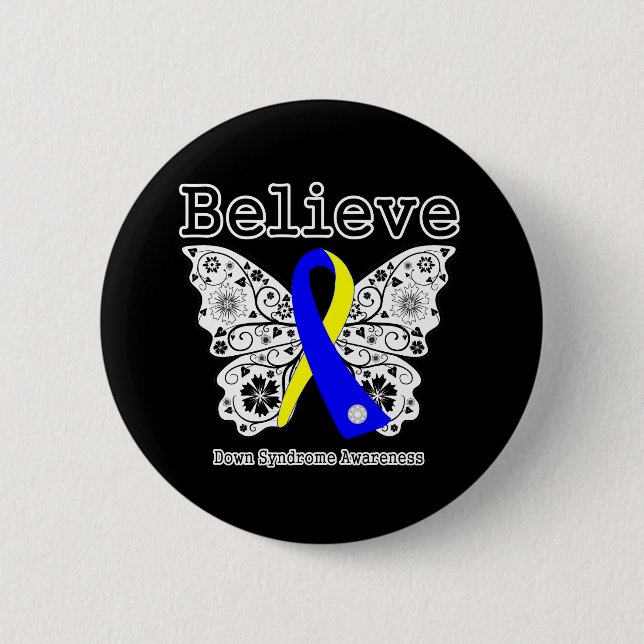 Believe Down Syndrome Awareness Button (Front)