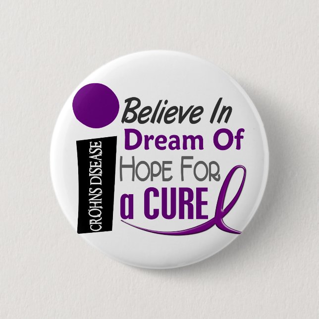 BELIEVE DREAM HOPE Crohn’s Disease T-Shirts & Appa Pinback Button (Front)