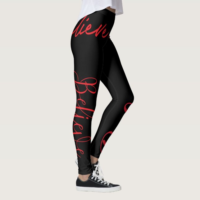 Believe Empowerment Typography Women's Leggings (Right)