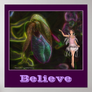 Believe Fairy And Lady Slipper Inspirational Poster