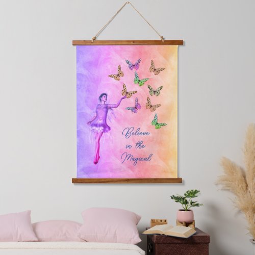 Believe Fairy Butterflies Inspirational      Hanging Tapestry
