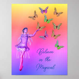 Believe Fairy Butterflies Inspirational Poster