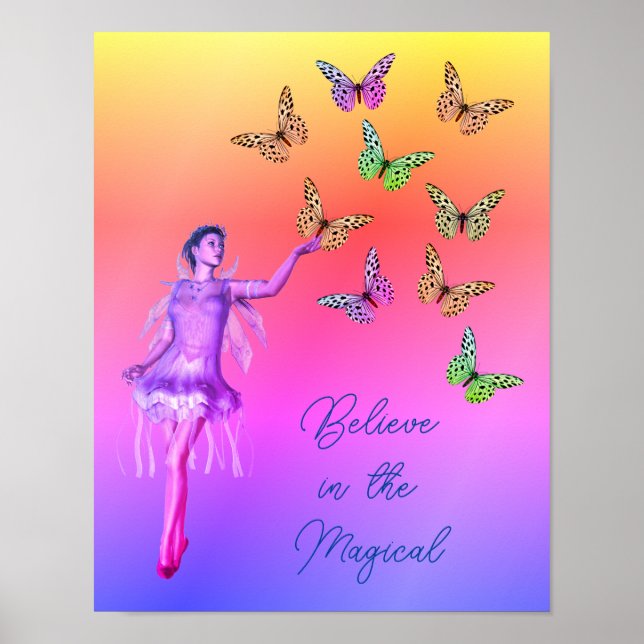 Believe Fairy Butterflies Inspirational     Poster (Front)