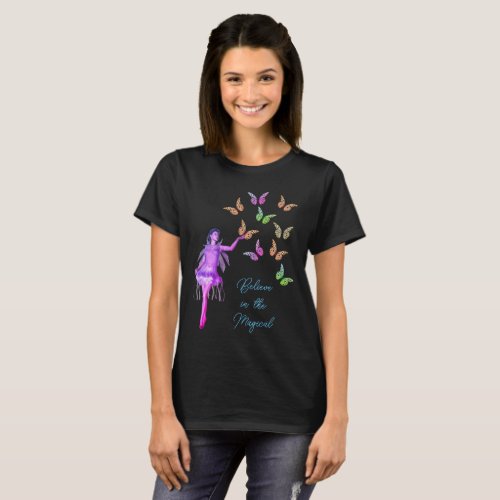 Believe Fairy Butterflies Inspirational      T_Shirt