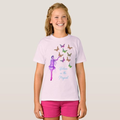 Believe Fairy Butterflies Inspirational       T_Shirt