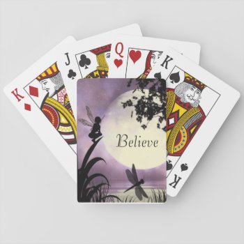 Believe Fairy Moon Playing Cards by RenderlyYours at Zazzle
