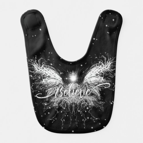 Believe Fairy Starlight Black Baby Bib