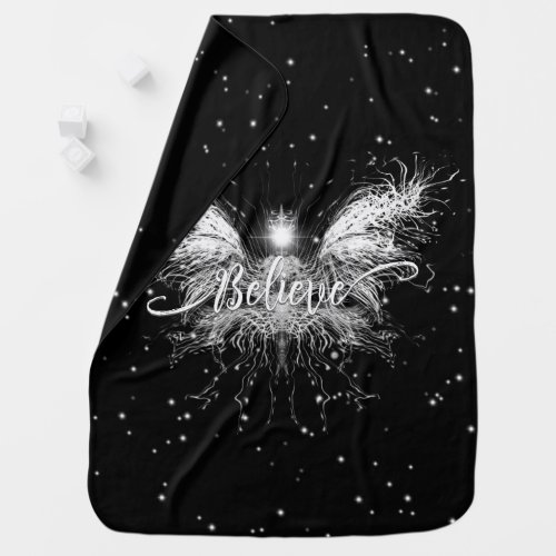 Believe Fairy Starlight Fantasy Black Baby Blanket