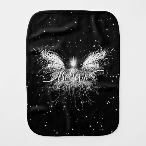 Believe Fairy Starlight Fantasy Black Baby Burp Cloth