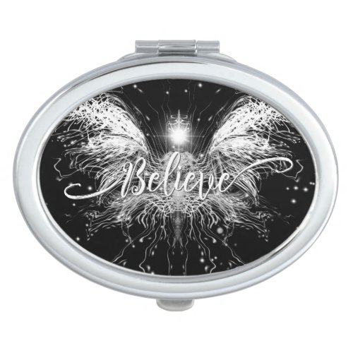 Believe Fairy Starlight Fantasy Black Compact Mirror