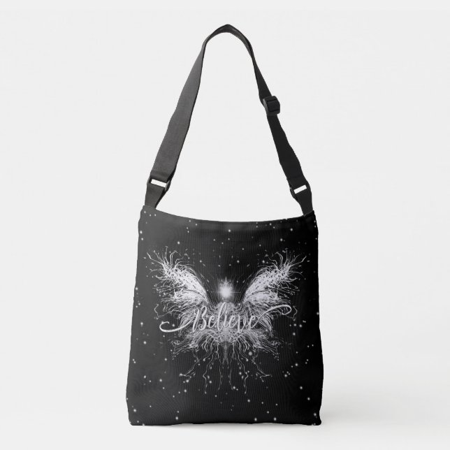 Believe Fairy Starlight Fantasy Black Crossbody Bag (Front)