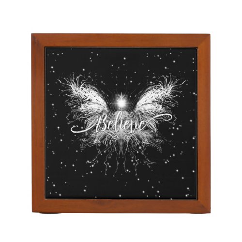 Believe Fairy Starlight Fantasy Black Desk Organizer