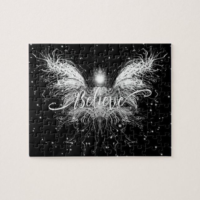 Believe Fairy Starlight Fantasy Black Jigsaw Puzzle (Horizontal)