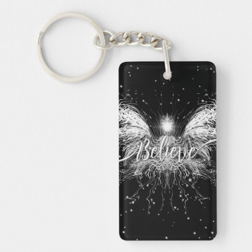 Believe Fairy Starlight Fantasy Black Keychain