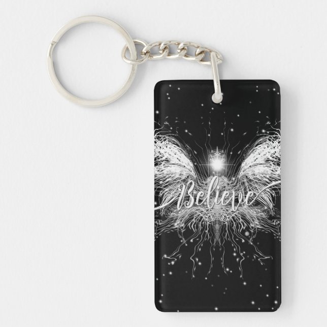 Believe Fairy Starlight Fantasy Black Keychain (Front)