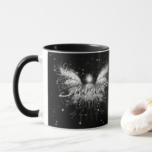 Believe Fairy Starlight Fantasy Black Mug