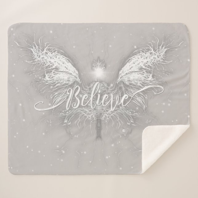 Believe Fairy Starlight Fantasy Sherpa Blanket (Front (Horizontal))
