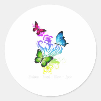 Believe Faith Hope Love Butterfly Gift Classic Round Sticker