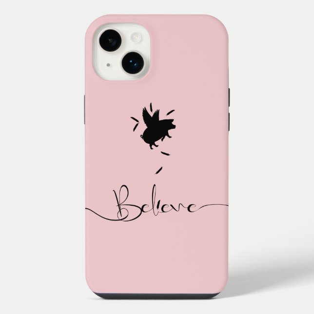 Believe-Falling Pig Feathers Iphone Case (Back)