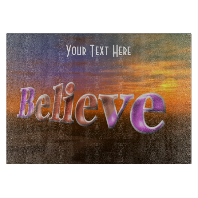 Believe Fantasy Sky Inspirational Cutting Board (Front)