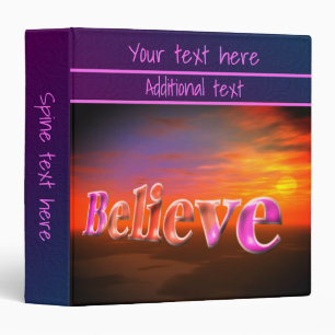 Believe Fantasy Sun Sky Inspirational Personalized 3 Ring Binder