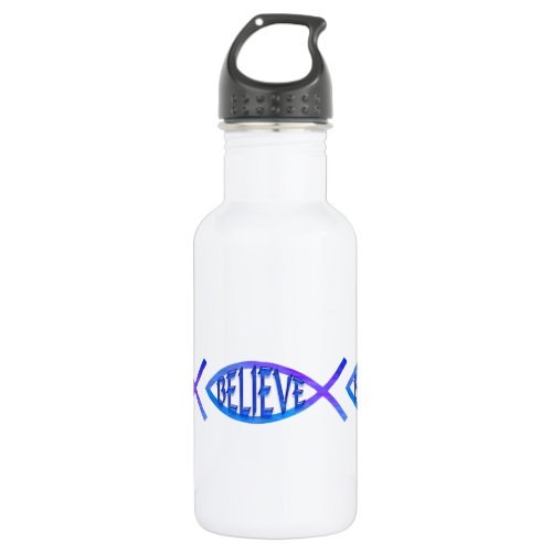 Believe Fish_ Blue Water Bottle